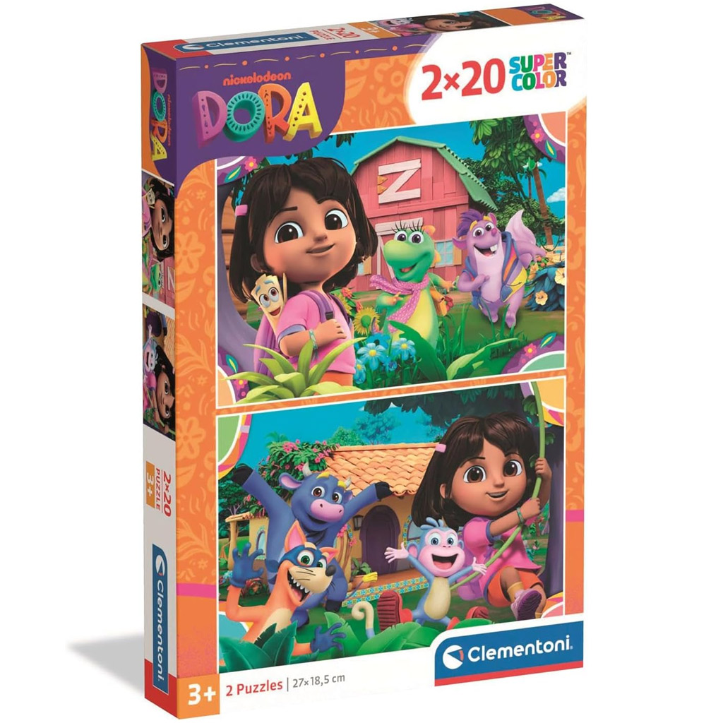 Dora die Entdeckerin 2x20-teiliges Supercolor Puzzle – Clementoni