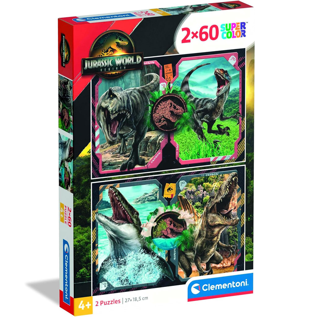 Jurassic World Wiedergeburt 2x60 Teile Supercolor Puzzle - Clementoni