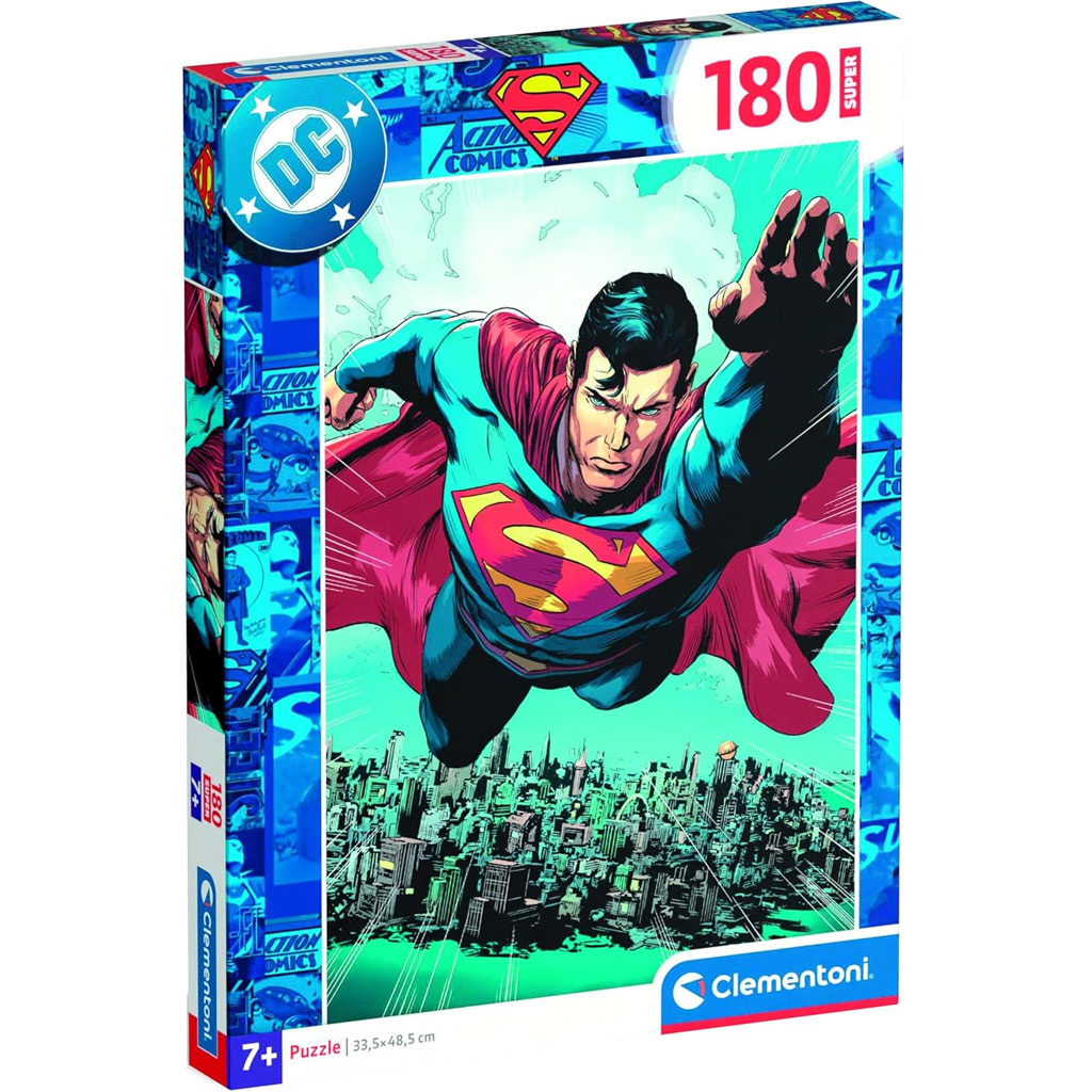 DC Comics Superman Flug über der Stadt 180-teiliges Puzzle - Clementoni