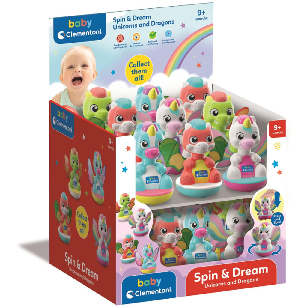 Baby Spin & Dream Einhorn- und Drachen-Babyspielzeug, 1 Stück - Clementoni