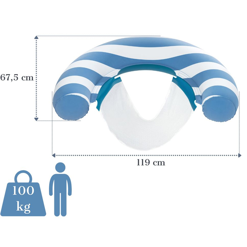 Bestway: Comfort Plush gestreifter aufblasbarer Schwimmsessel 119 cm kép 2