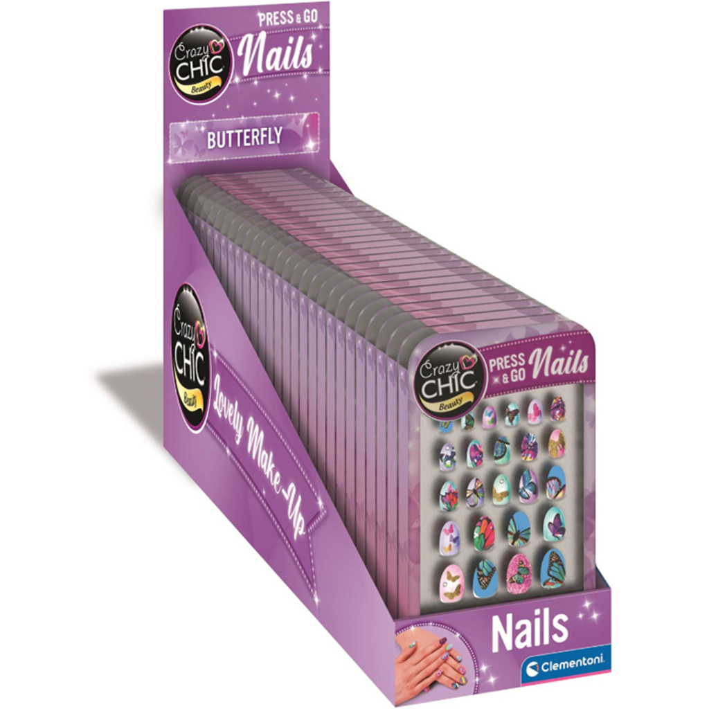 Crazy Chic: Selbstklebendes Schmetterlings-Kunstnagelset 1 Stk. - Clementoni