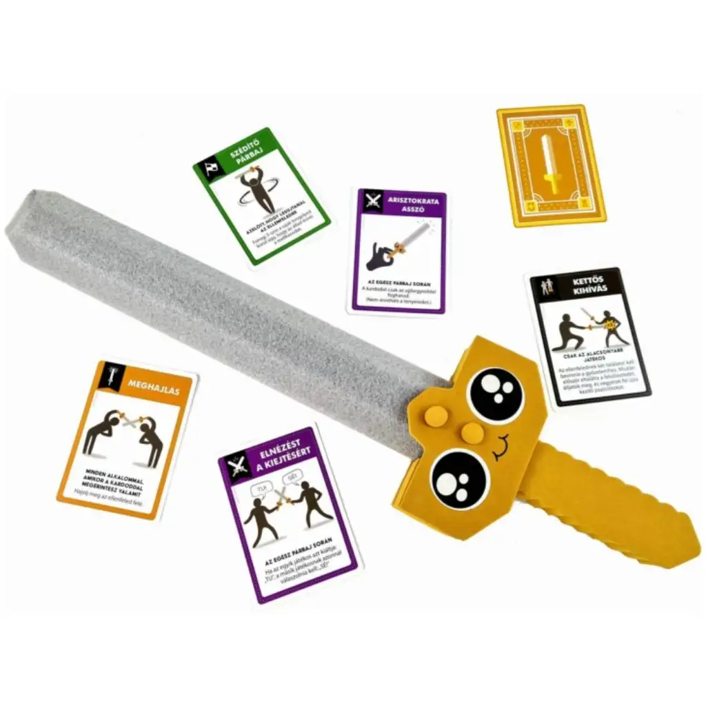 Wir schlagen uns mit Schwämmschwertern im Gesellschaftsspiel. kép 3