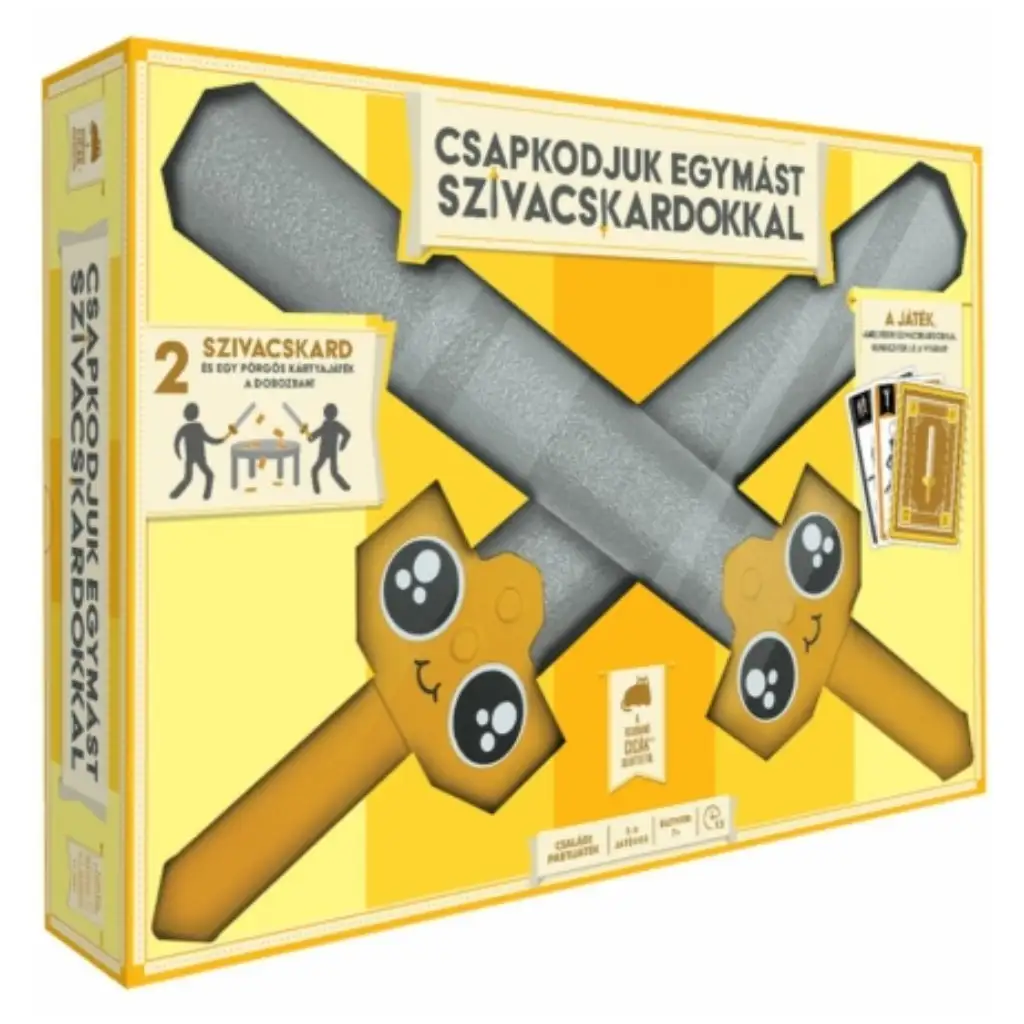 Wir schlagen uns mit Schwämmschwertern im Gesellschaftsspiel.