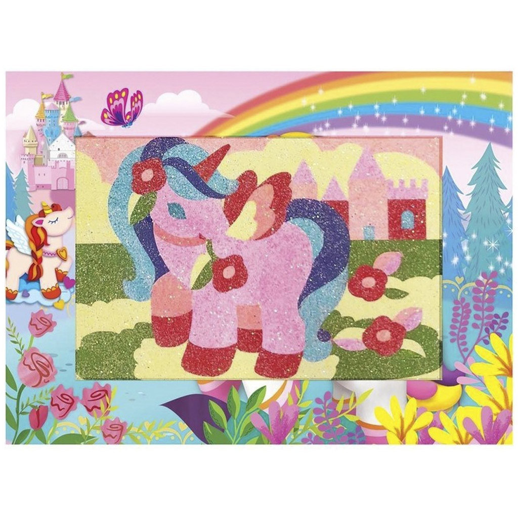 Glitzerndes Einhorn Sandbild Bastelset kép 2