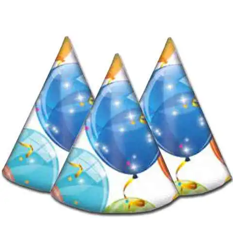 Glänzende Luftballons Partyhüte 6 Stück