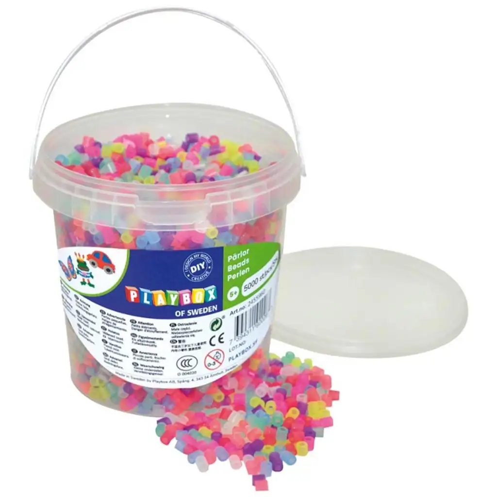 PlayBox: 5mm MIDI bügelbare Glitzerperlen 5000er Mix