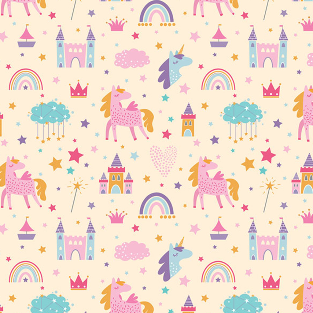 Cardex: Geschenkpapier mit Einhörnern und Märchenland-Muster, 100x70 cm