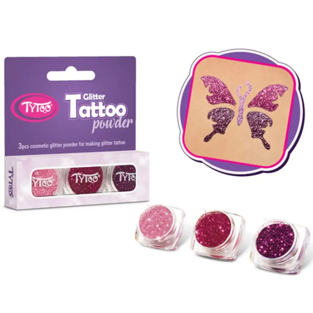 TyToo: Rosa, Malve und Dunkelmalve Glitzerpulver-Set 3x2,5ml kép 2