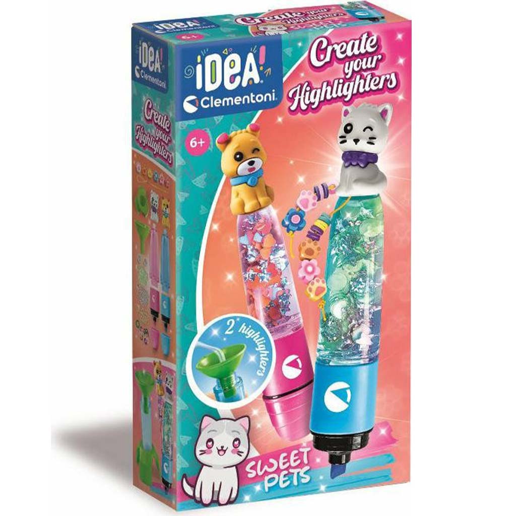 Idee! Mini-Textmarker-Set mit niedlichen Tieren - Clementoni