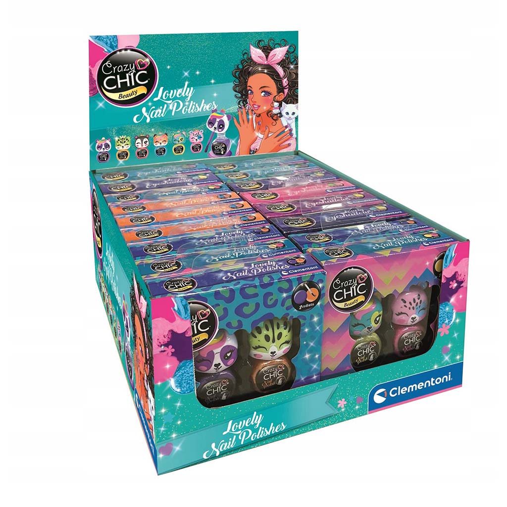 Crazy Chic: Süßes Tier-Nagellack-Set, 2-teilig, verschiedene Ausführungen, 1 Stück – Clementoni