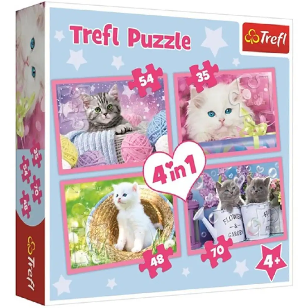 Lustige Katzen 4-in-1 70-54-48-35-teilige Puzzle - Trefl
