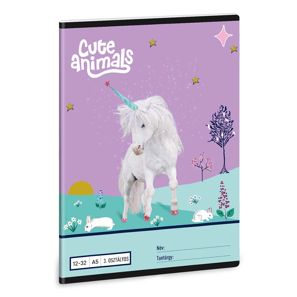 Ars Una: Cute Animals - Unicorn A/5 3.osztályos vonalas füzet 12-32 kép 1