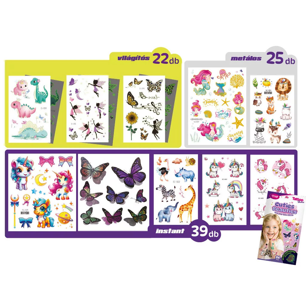 TyToo: Cuties & Beauties Tattoo Sticker Set kép 2