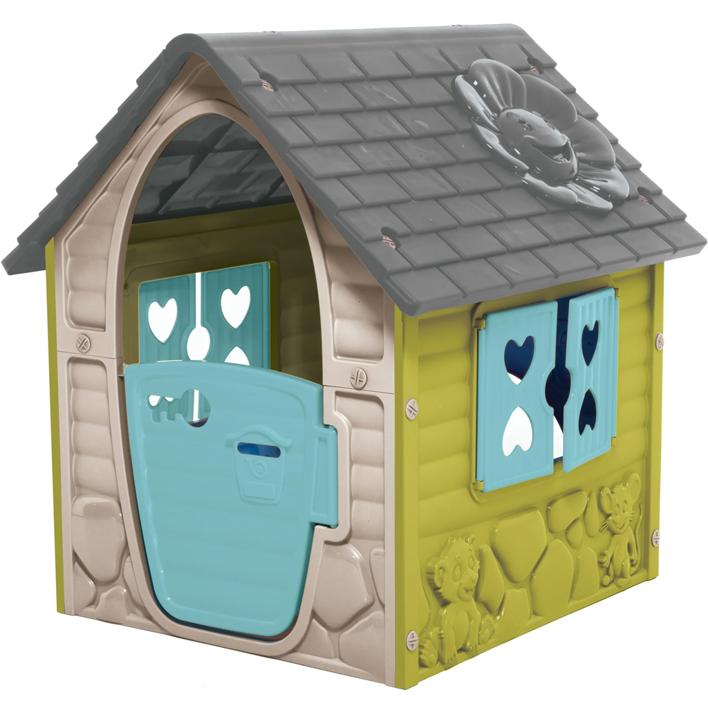 Mein erstes Haus-Spielhaus in Beige-Grün, 106x98x90 cm