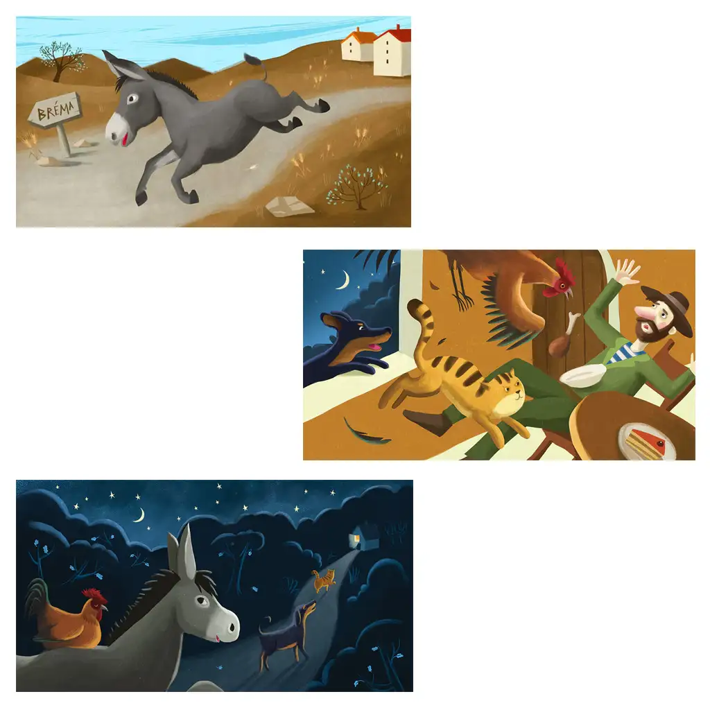 Grimm-Brüder: Die Bremer Stadtmusikanten Diafilm kép 2