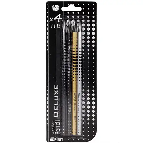 Spirit: Deluxe Graphitstift-Set aus schwarzem Holz, 4 Stück