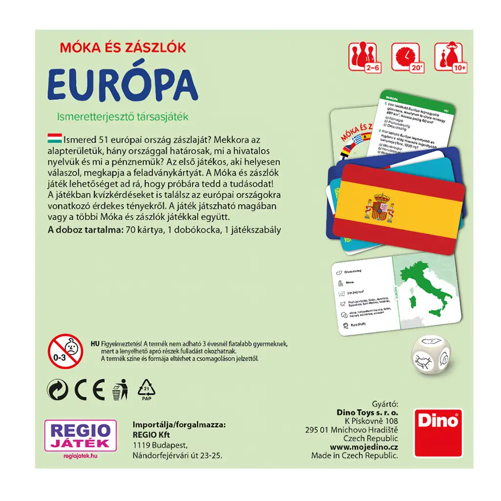 Móka und Flaggen Brettspiel - Dino kép 4