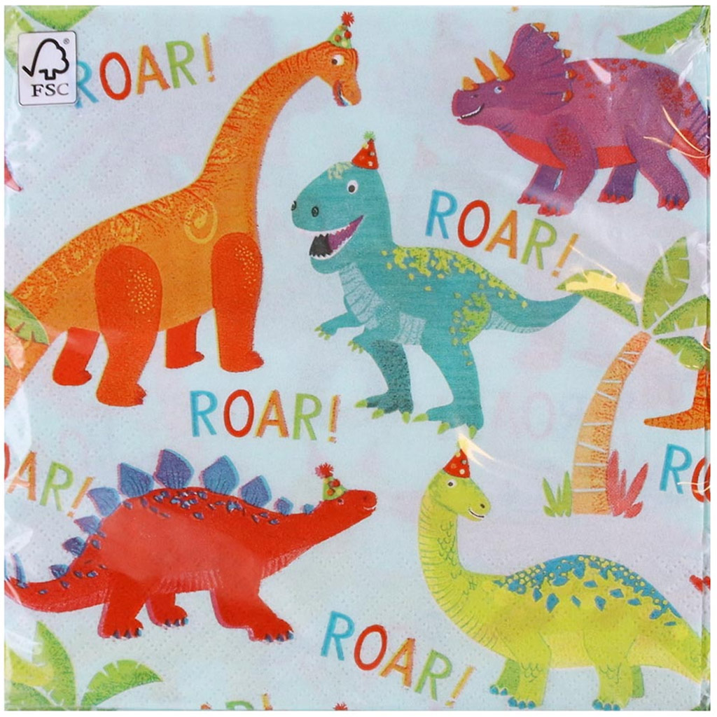 Dinó party papírszalvéta szett - 2 rétegű, 33x33cm, 20db kép 1
