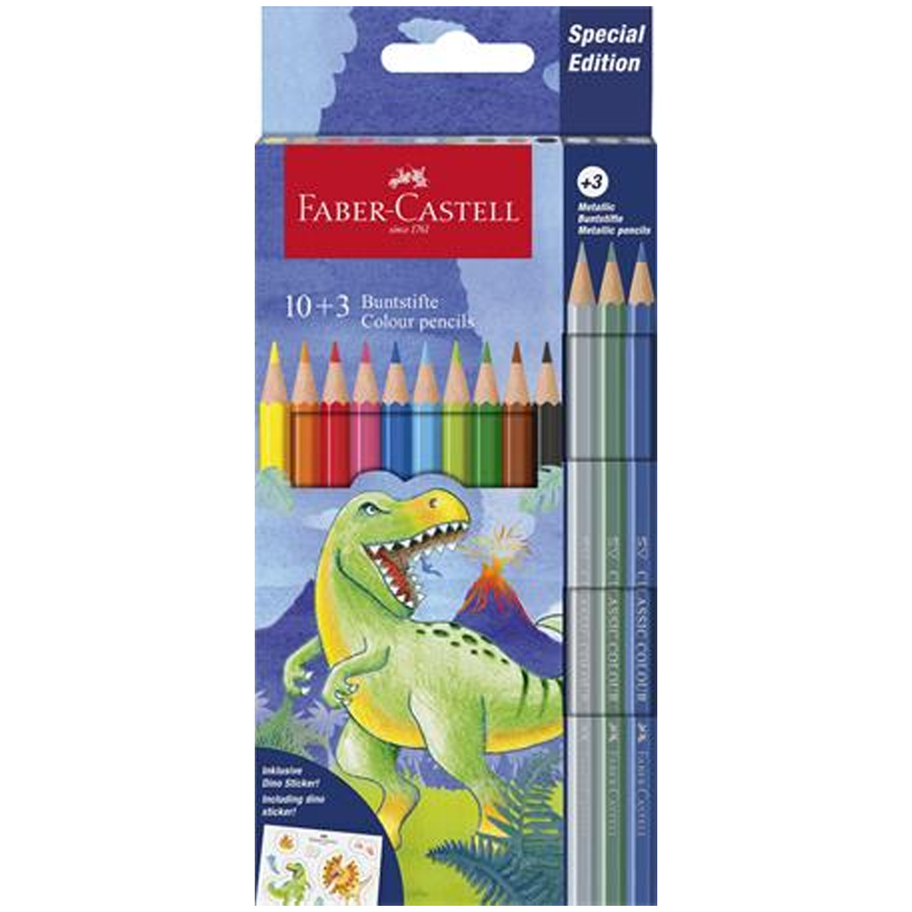 Faber-Castell: Dinosaurier-Farbstift-Set, 10+3 Stück-Packung