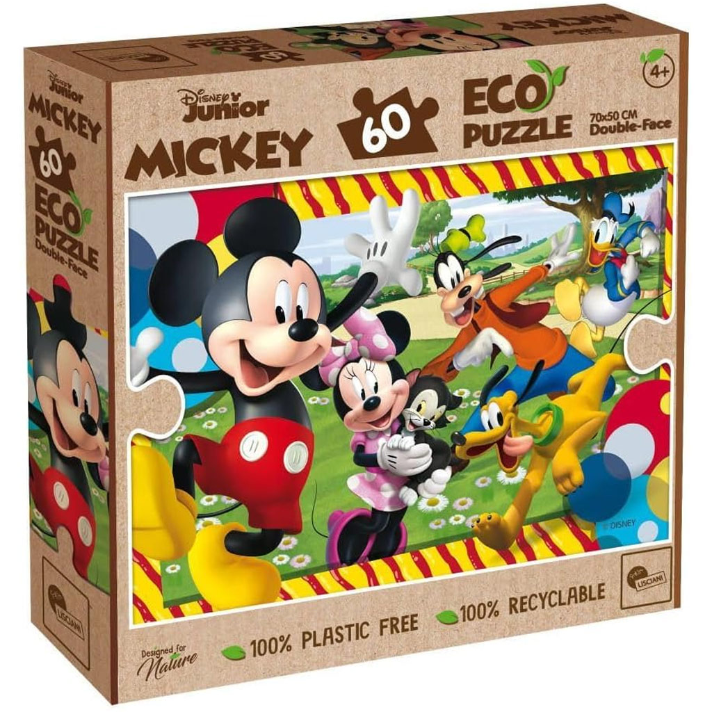 Micky Maus und seine Freunde 2-in-1 60-teiliges Eco-Puzzle und Ausmalbild 70x50cm – Lisciani