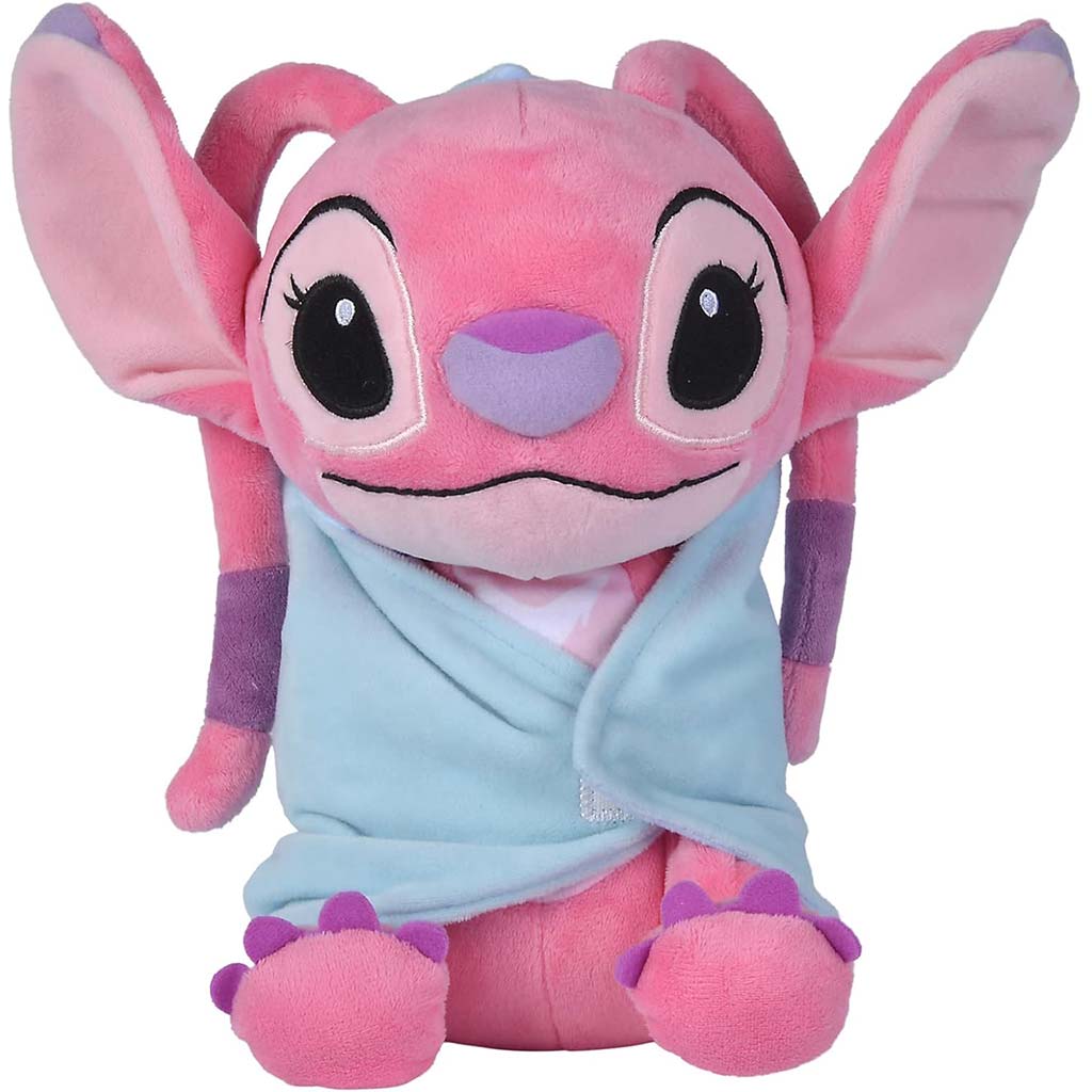 Disney Stitch Angel Plüschfigur mit Decke, 25 cm - Simba Toys kép 2