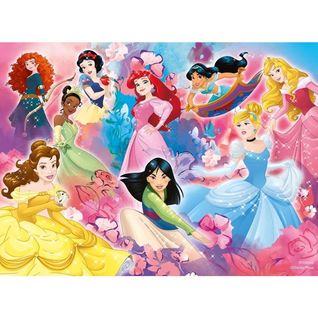 Disney Prinzessinnen Team 2-in-1 24-teiliges Eco Maxi Puzzle und Malset 70x50cm - Lisciani kép 2