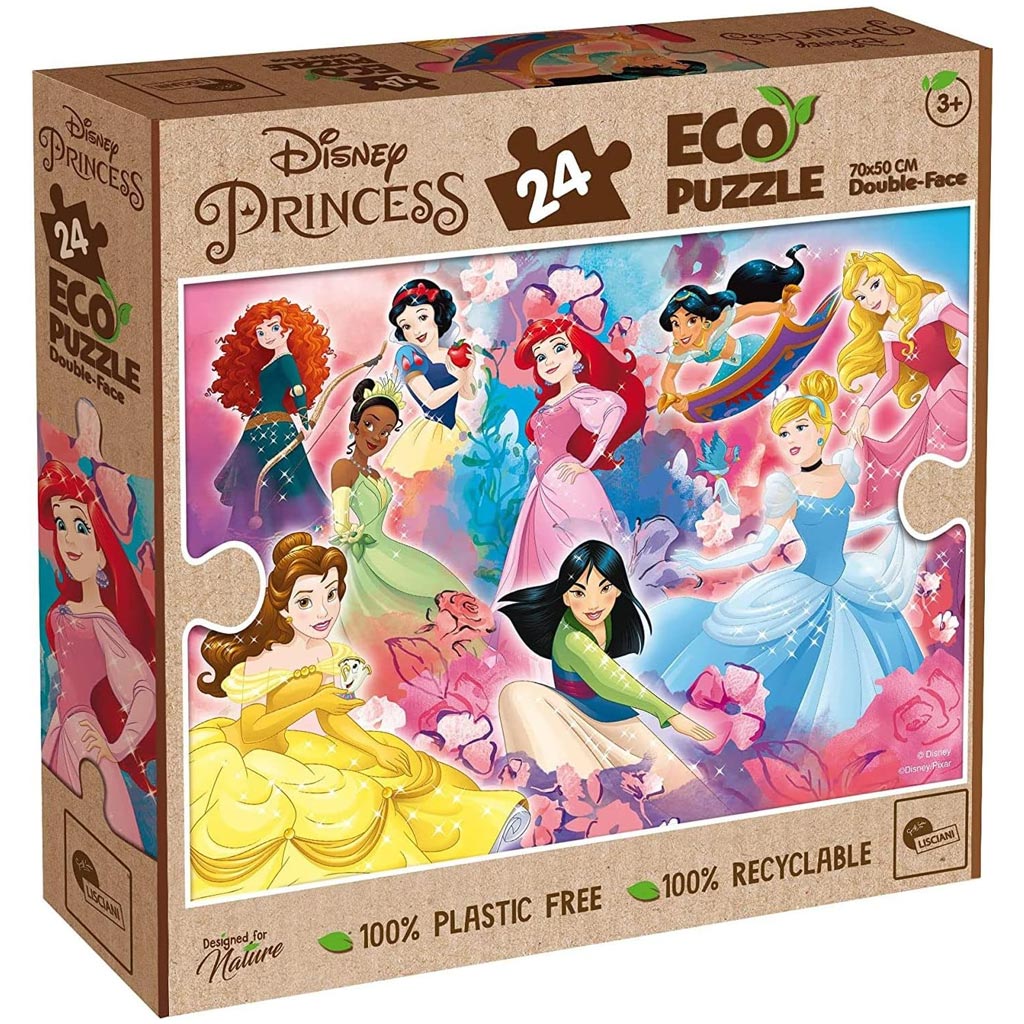 Disney Prinzessinnen Team 2-in-1 24-teiliges Eco Maxi Puzzle und Malset 70x50cm - Lisciani