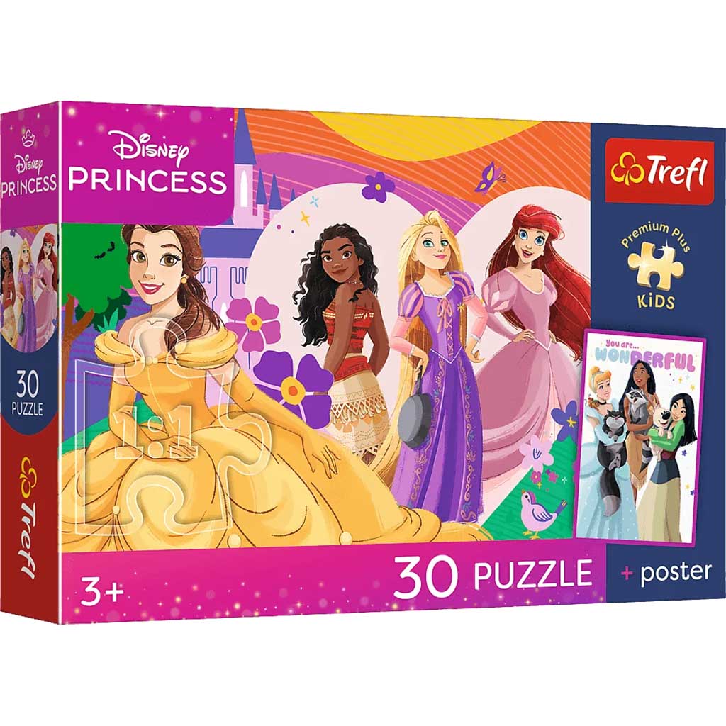 Disney Hercegnők 30db-os prémium plusz kids puzzle poszterrel - Trefl kép 1