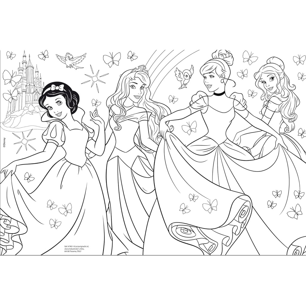 Disney Prinzessinnen 2-in-1 Puzzle mit 60 Teilen und Malbuch 50x35cm – Lisciani kép 3