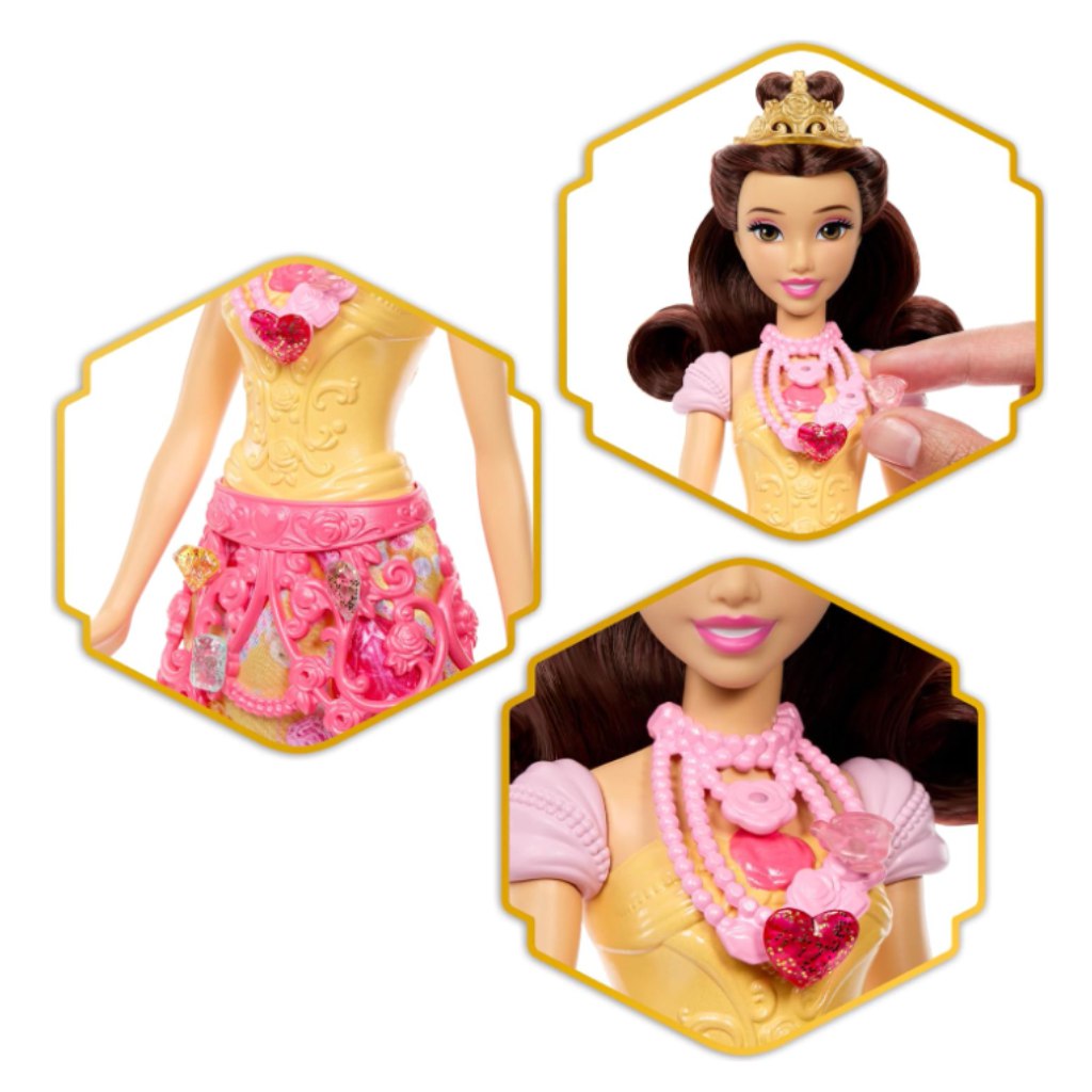 Disney Prinzessinnen: Überraschungspuppe mit großem Herzen – Belle – Mattel kép 2