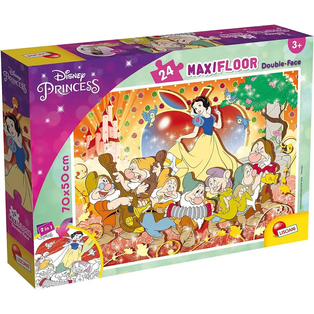 Disney Schneewittchen 2-in-1 Maxi-Puzzle mit 24 Teilen und Malvorlage 70x50 cm – Lisciani