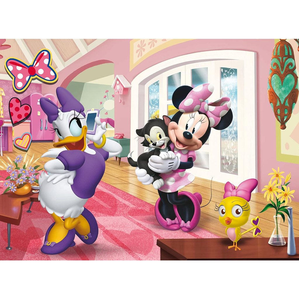 Minnie Maus und Daisy Duck Abenteuer 2-in-1 Eco Maxi Puzzle mit 24 Teilen und Malvorlage 70x50cm – Lisciani kép 2