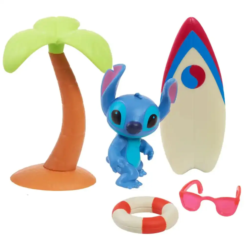Stitch-Spielzeugfigur mit Surfbrett und Palme kép 2