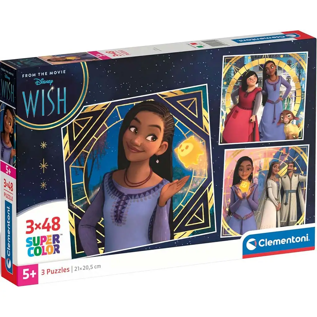 Disney+Wish 3x48 Stück Supercolor Puzzle - Clementoni