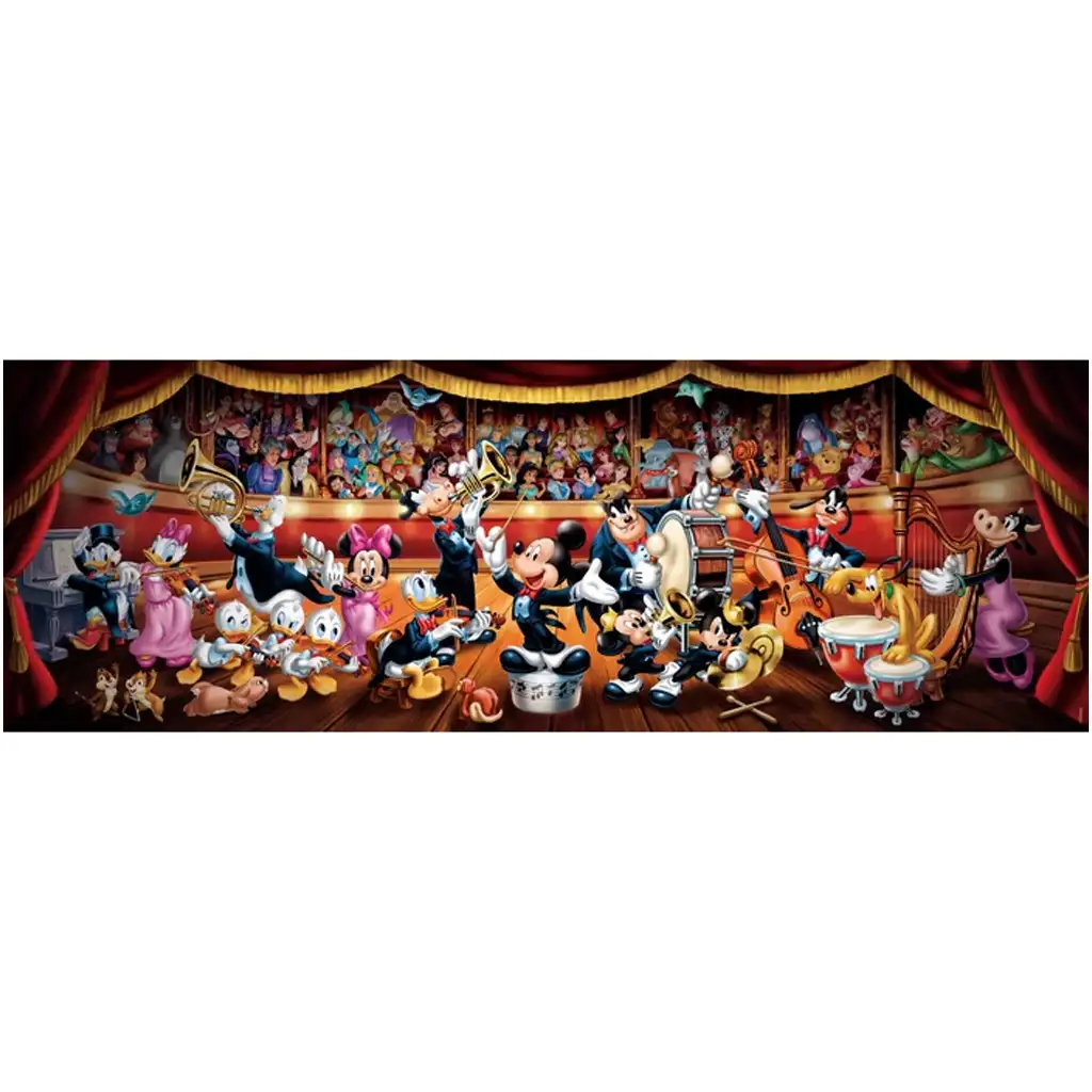 Disney+ – Mickey und seine Freunde im Orchester 1000-teilige Panorama-Puzzle mit Poster - Clementoni kép 2
