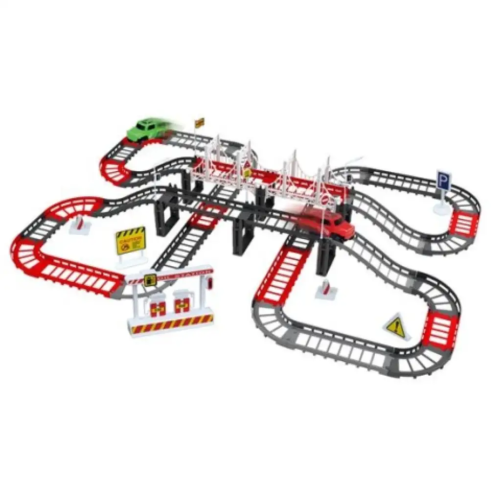 DIY Zusammenbaubare batteriebetriebene 4,3m Autorennbahn mit Zubehör kép 2