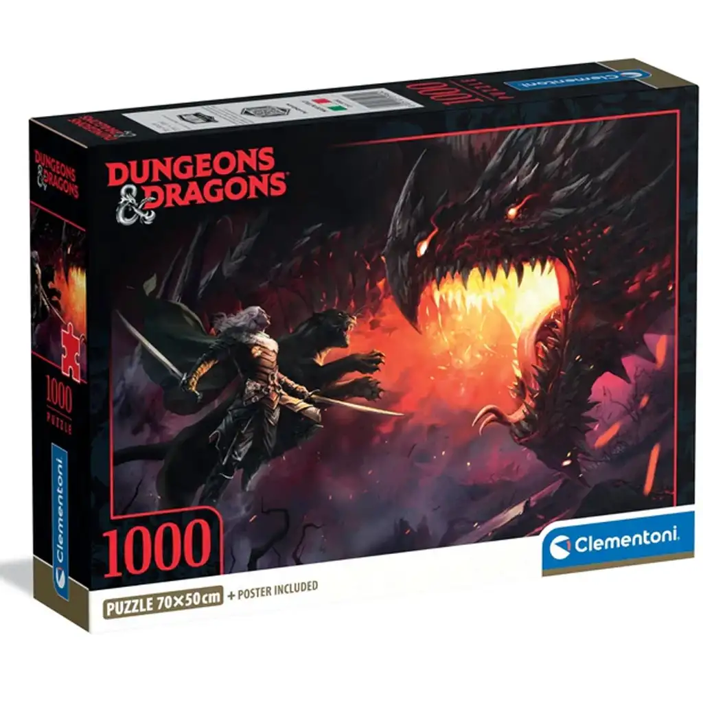 Dungeons & Dragons – Drachenkampf 1000-teiliges Puzzle mit Poster - Clementoni