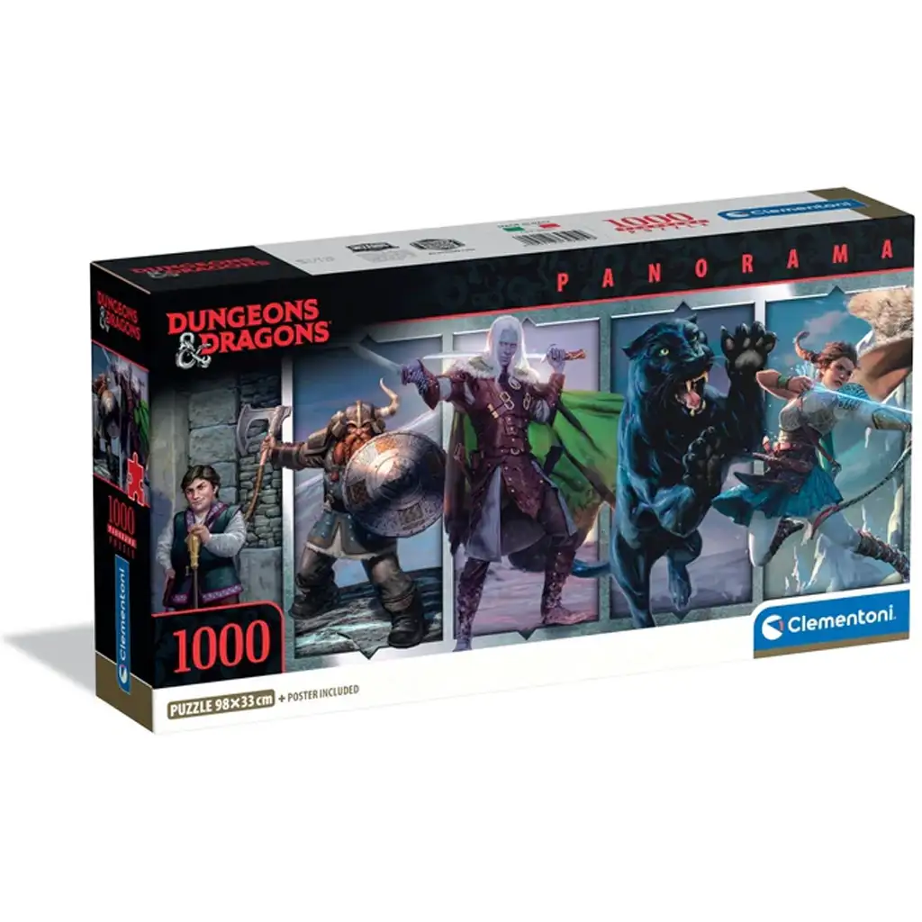 Dungeons & Dragons 1000-teilige Panorama-Puzzle mit Poster - Clementoni