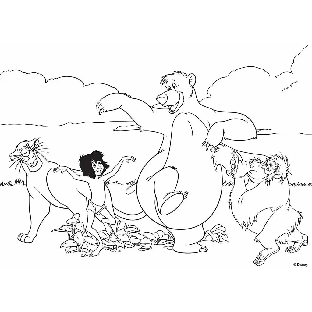 Das Dschungelbuch 2-in-1 Maxi-Puzzle mit 35 Teilen und Malbuch 70x50 cm – Lisciani kép 2