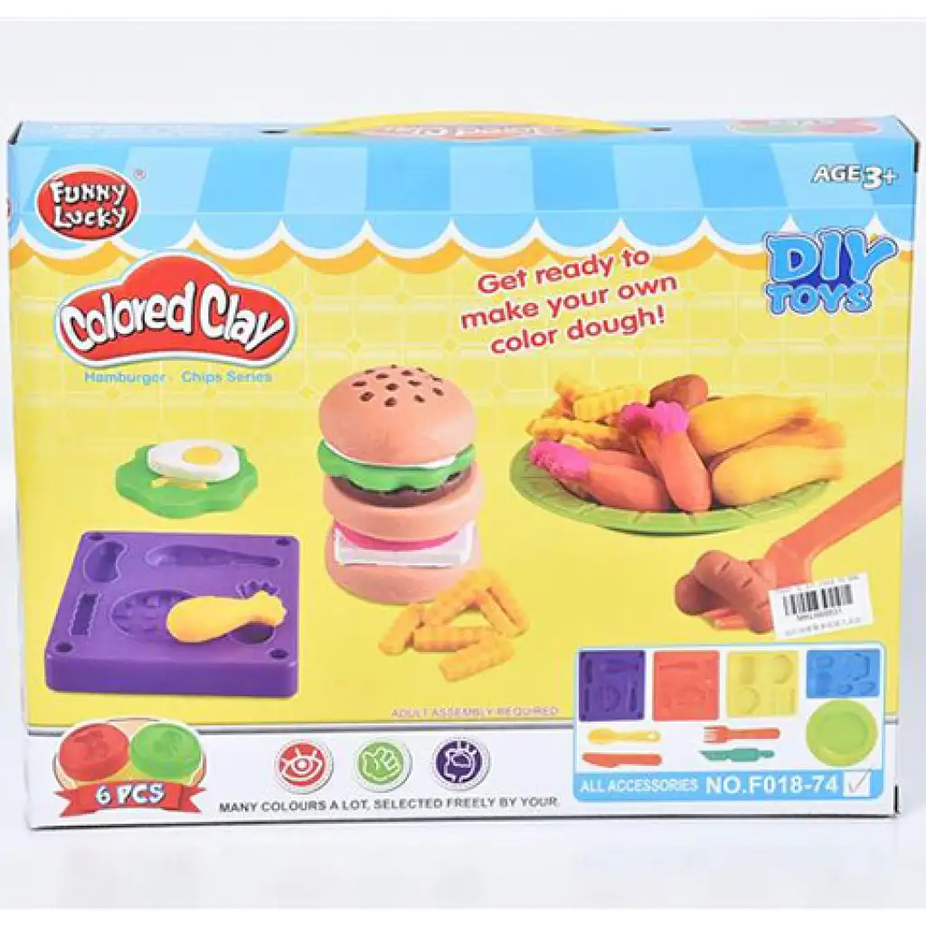 Mittagszubereitungs-Knetset mit 6 verschiedenen Farben Knete und Formen