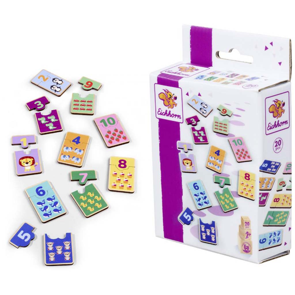 Eichhorn: Holz Zahlenpuzzle – Tierisches Zuordnungsspiel – Simba Toys kép 2