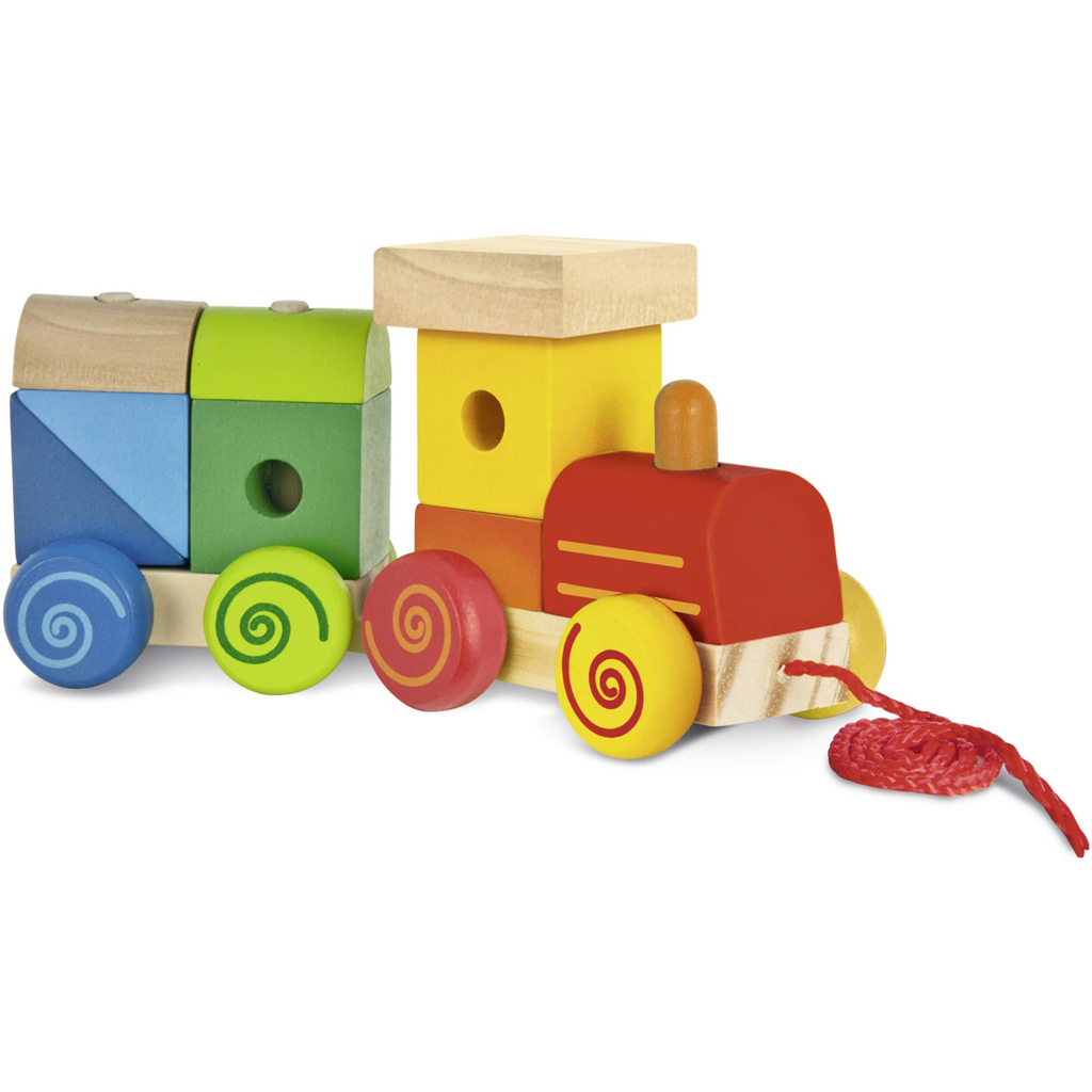Ziehbare bunte Holzeisenbahn mit Bausteinen - Eichhorn kép 2