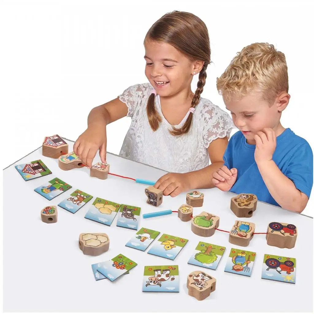 Eichhorn: Bauernhof Schnürspiel aus Holz, 13-teilig - Simba Toys kép 3