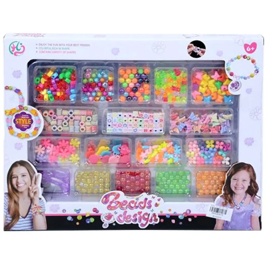 Schmuckherstellung-Set mit bunten Perlen und Buchstabenwürfeln