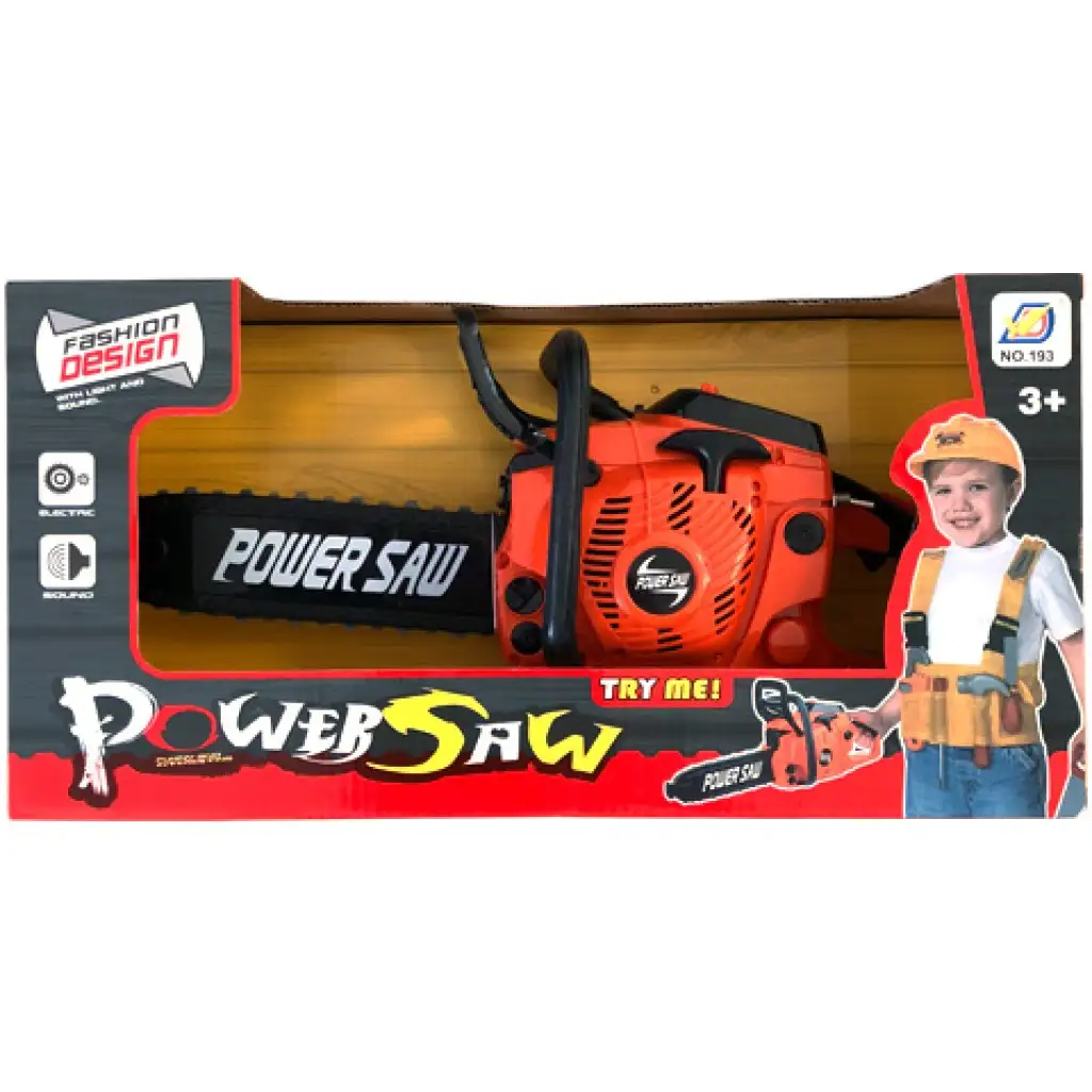 Power Saw elektronikus láncfűrész fénnyel és hanggal narancssárga színben kép 1