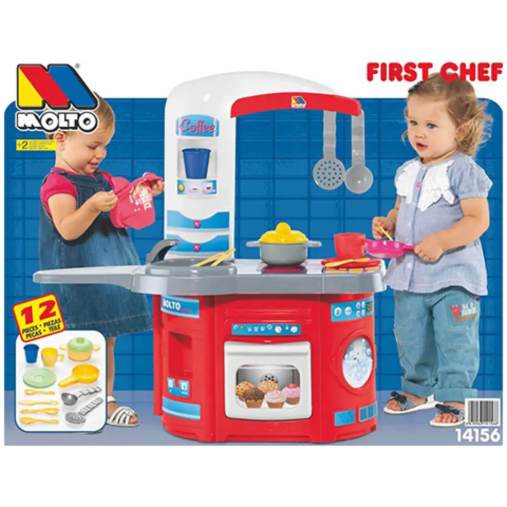 Molto: Meine erste Spielküche rot 12-teiliges Set 65x27x68cm