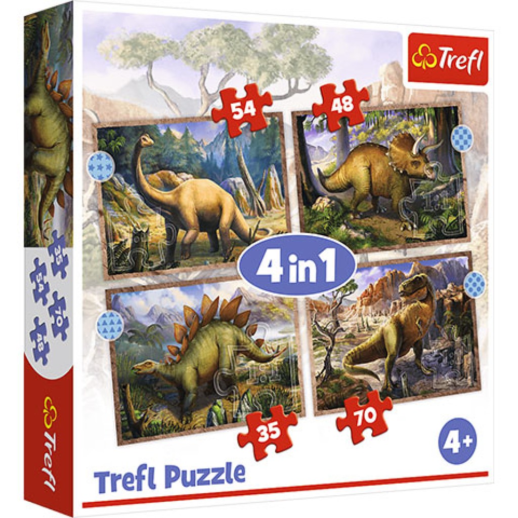 Interessante Dinosaurier 4-in-1 Puzzle - Trefl