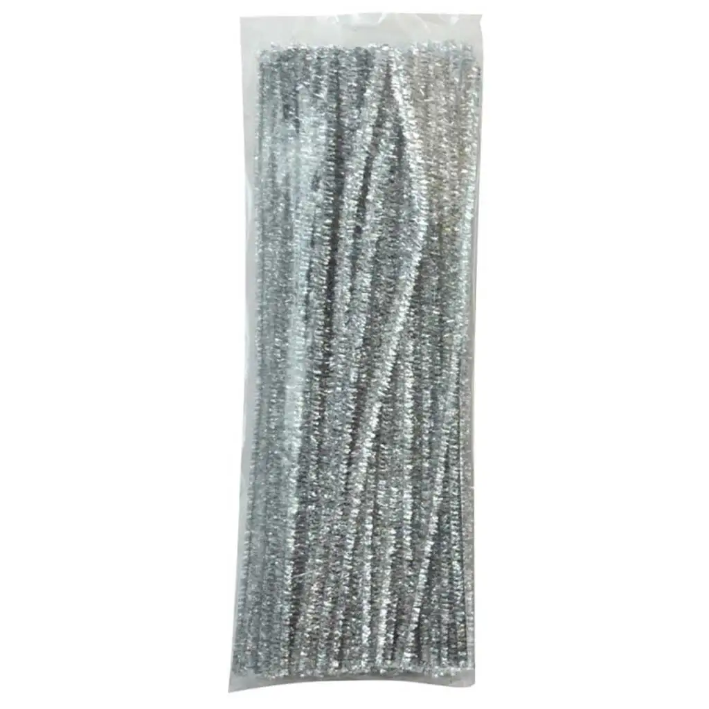 PlayBox: Silberfarbene Chenille-Fäden 100 Stück 6mm kép 1