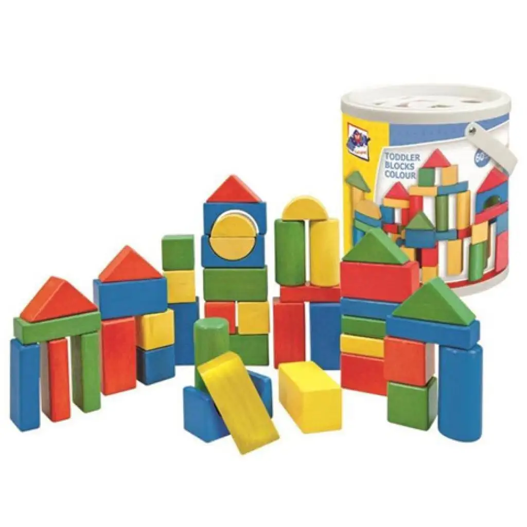 Holzbaustein-Set mit 50 Stück und Formsortierbox - Woodyland